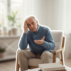 Senior mit Alzheimer wirkt orientierungslos und benötigt Unterstützung bei der Pflege | © PflegeBetreuer | unabhängige Pflegeberatung