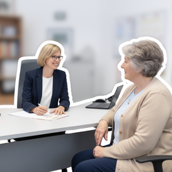 Beratungsgespräch in einem Pflegestützpunkt zwischen Fachkraft und Seniorin | © PflegeBetreuer | unabhängige Pflegeberatung