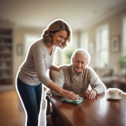 Tochter unterstützt ihren Vater im Alltag | © PflegeBetreuer | unabhängige Pflegeberatung