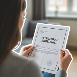 Frau hält Pflegegrad-Bescheid in der Hand – Pflegegrad abgelehnt | © PflegeBetreuer | unabhängige Pflegeberatung