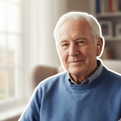 Älterer Mann mit Hörgerät informiert sich über Finanzierung und Zuschüsse | © PflegeBetreuer | unabhängige Pflegeberatung