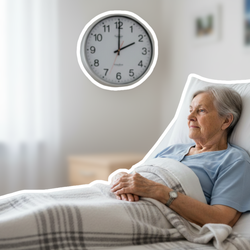 Ältere Frau im Pflegebett als Symbol für Pflegezeitbemessung und Pflegeaufwand | © PflegeBetreuer | unabhängige Pflegeberatung